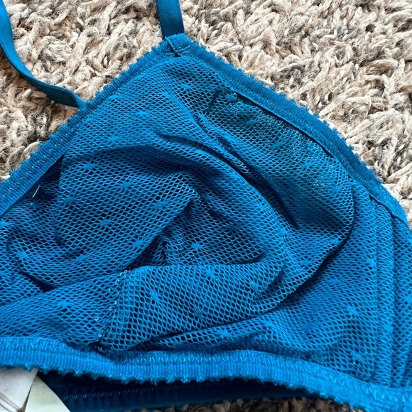 J. Crew French bralette in teal point d'esprit size small - Picture 2 of 4